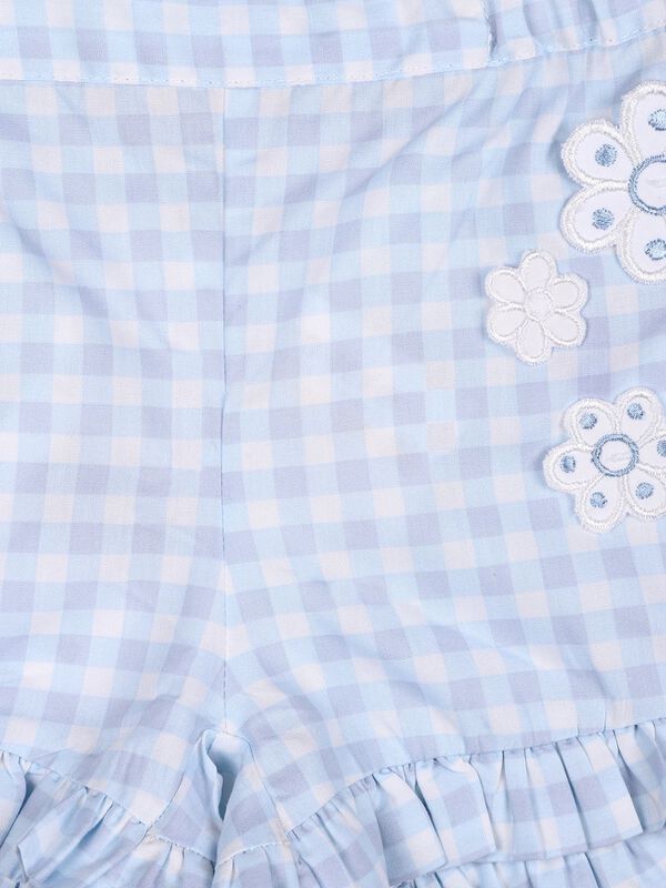 Blue And White Checkered Shorts image number null